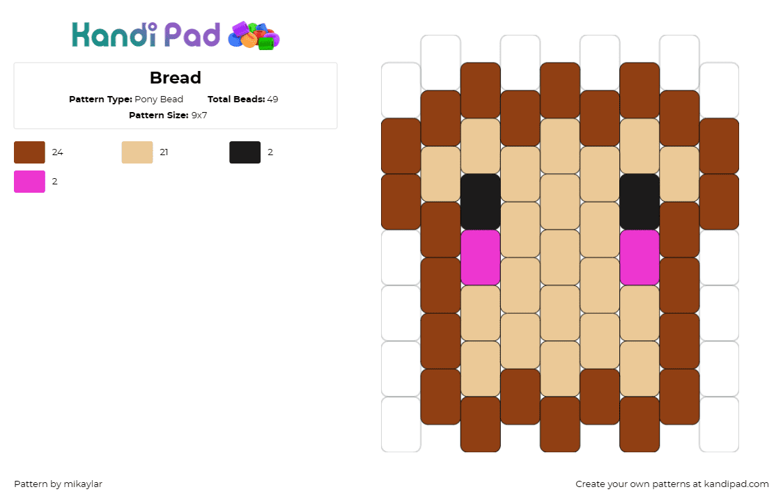 Bread - Pony Bead Pattern by mikaylar on Kandi Pad - bread,food,cute,simple,blush,tan,brown