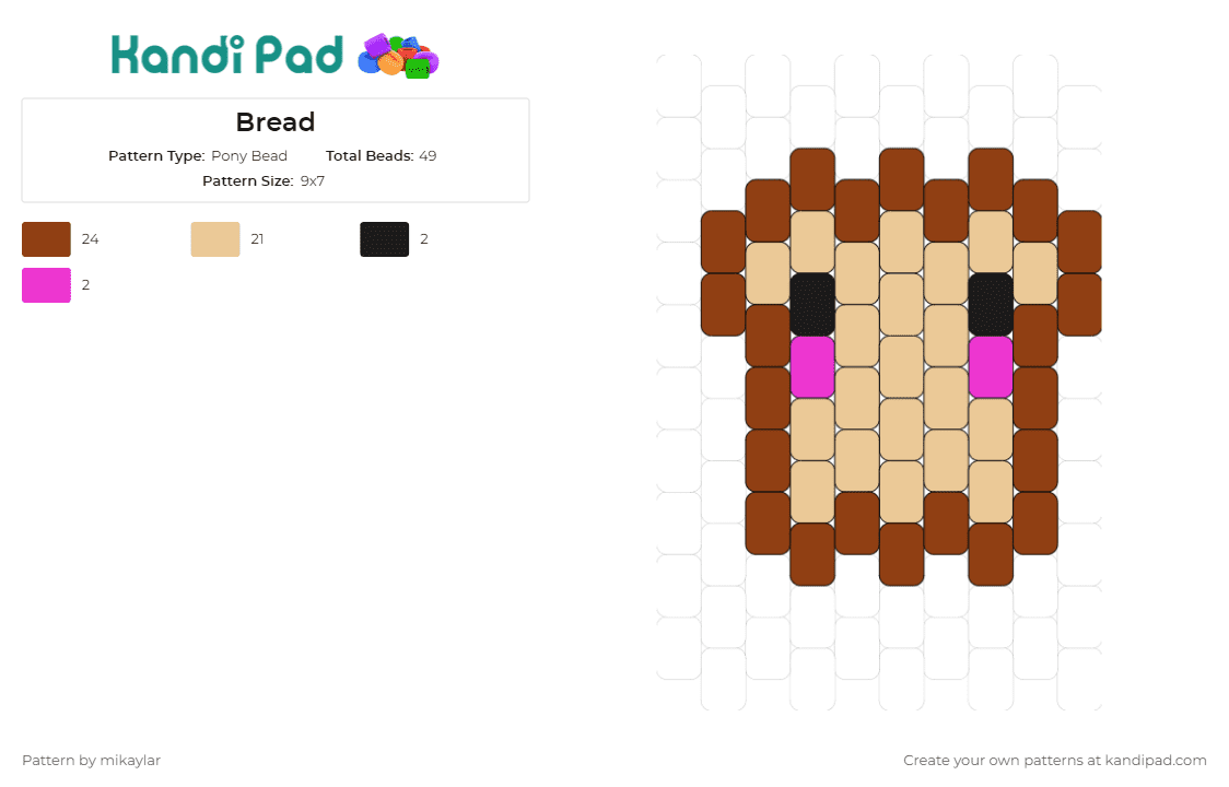 Bread - Pony Bead Pattern by mikaylar on Kandi Pad - bread,food,cute,charm,small