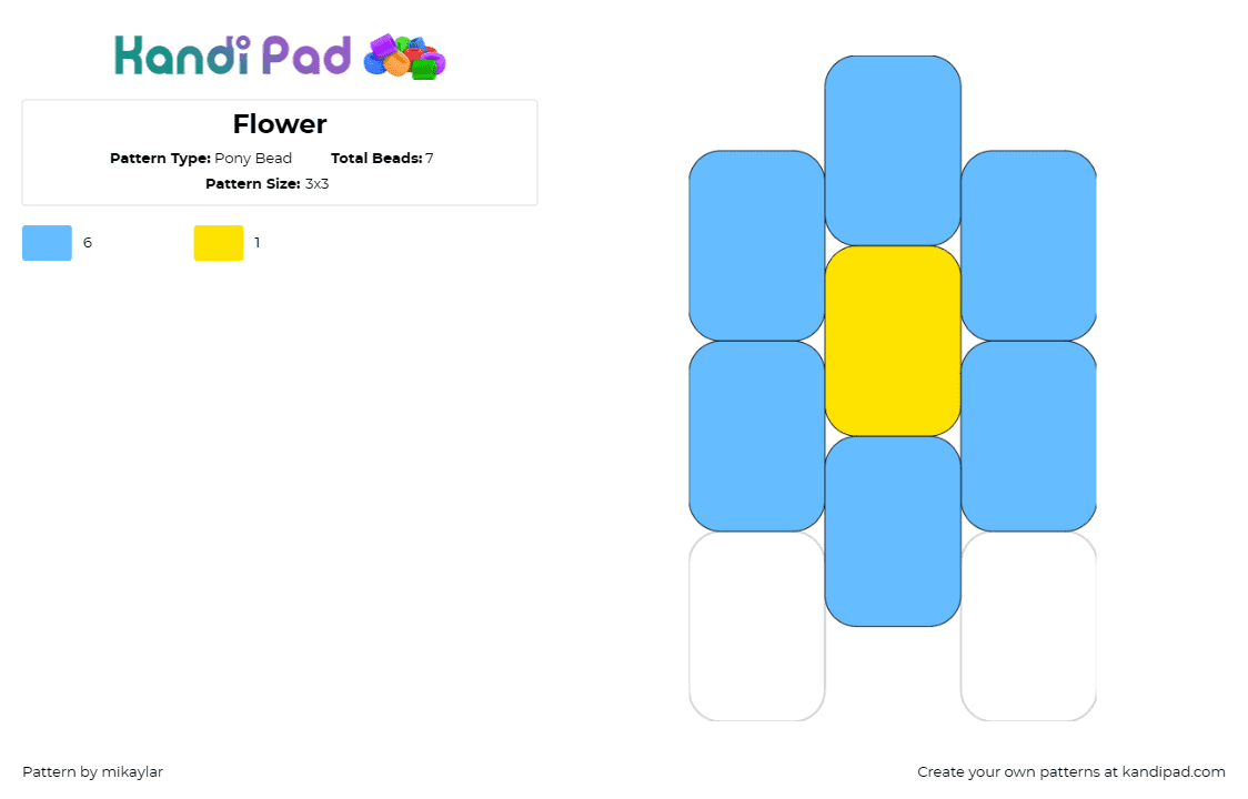 Flower - Pony Bead Pattern by mikaylar on Kandi Pad - daisy,flower,nature,simple,light blue,yellow