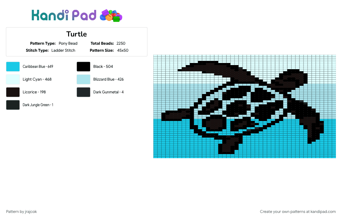 Turtle - Pony Bead Pattern by jrajcok on Kandi Pad - light blue, white