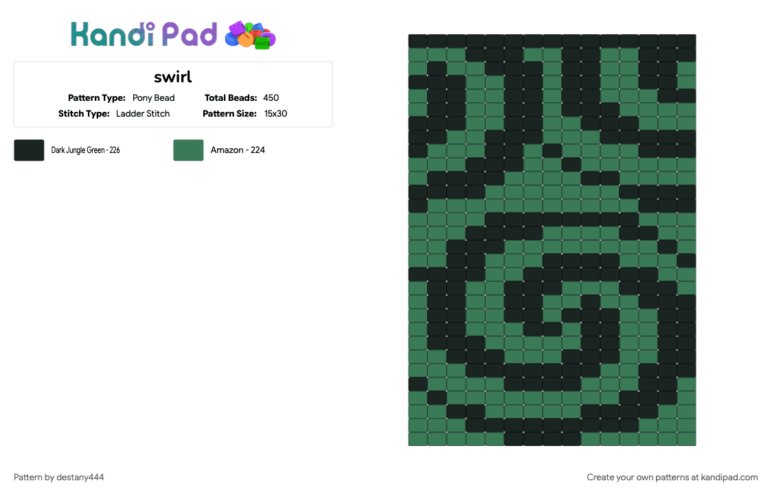 swirl - Pony Bead Pattern by destany444 on Kandi Pad - black, teal