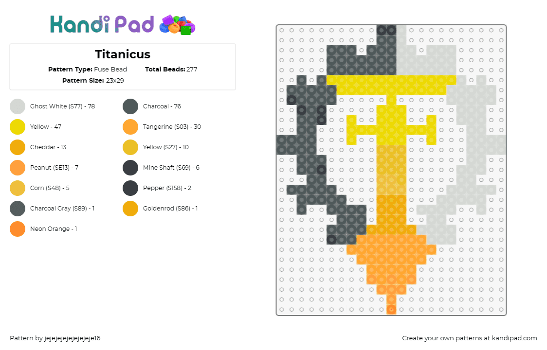 Titanicus - Fuse Bead Pattern by jejejejejejejejeje16 on Kandi Pad - titanicus,warhammer,logo,gaming,gold,orange,gray