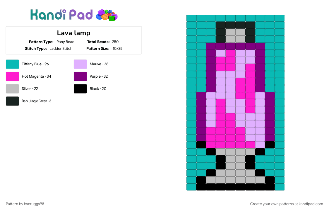 Lava lamp - Pony Bead Pattern by hscruggs98 on Kandi Pad - pink, teal