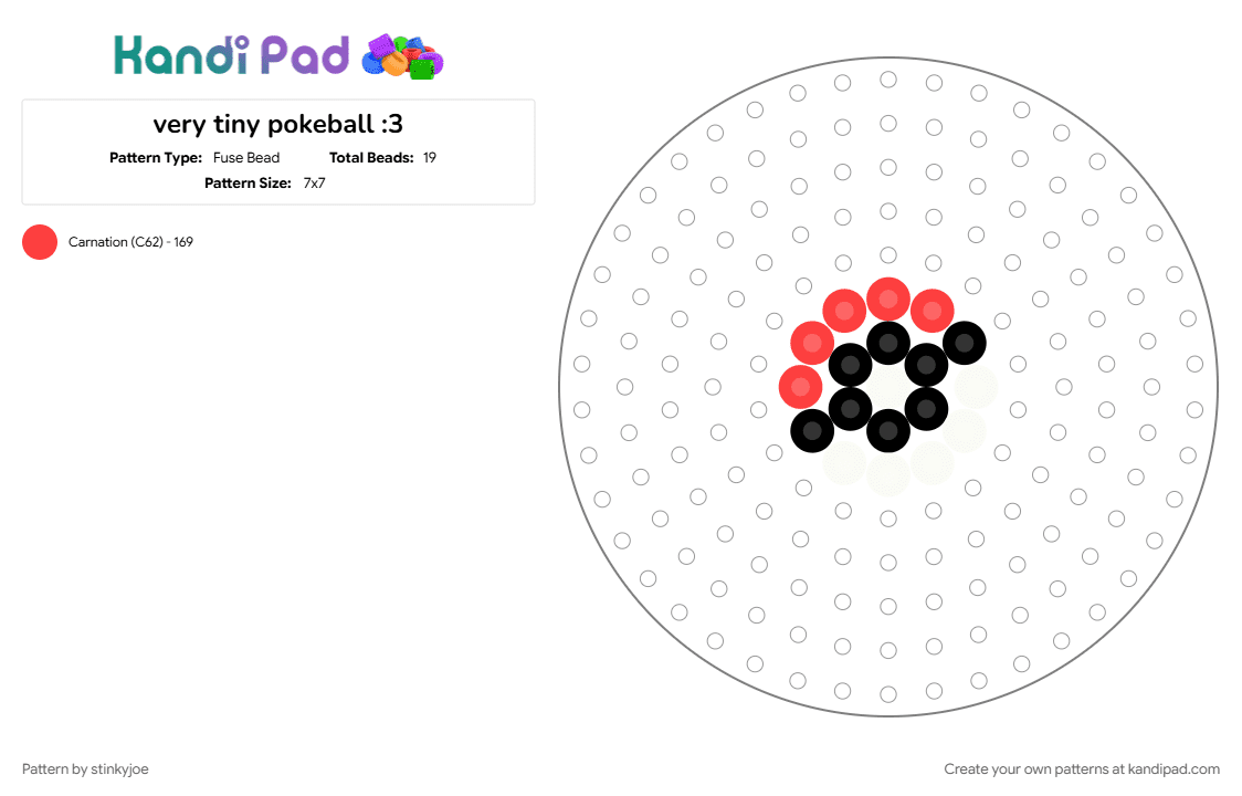 very tiny pokeball :3 - Fuse Bead Pattern by stinkyjoe on Kandi Pad - pokemon, red, white