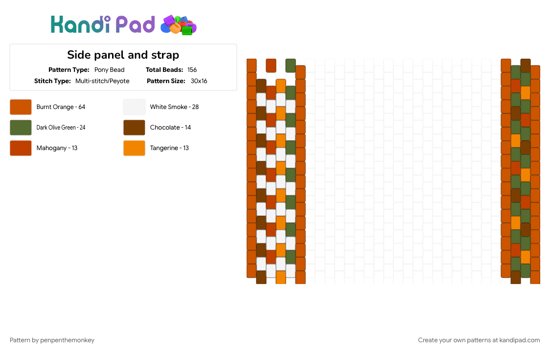 Side panel and strap - Pony Bead Pattern by penpenthemonkey on Kandi Pad - red