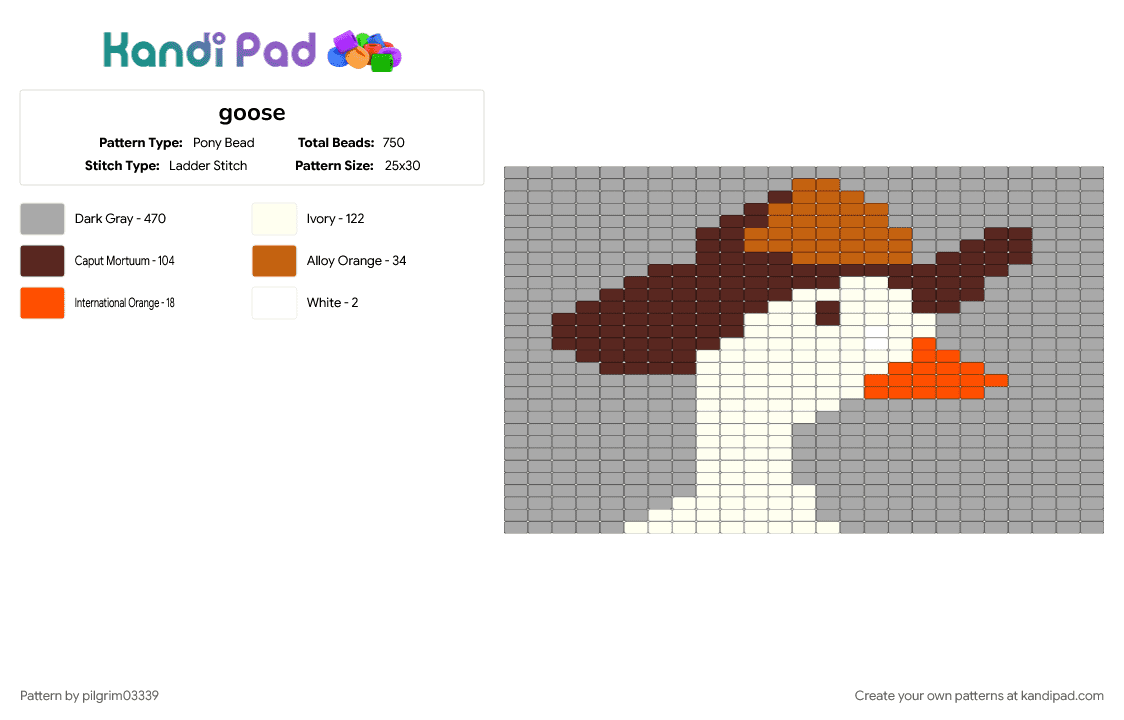 goose - Pony Bead Pattern by pilgrim03339 on Kandi Pad - beige