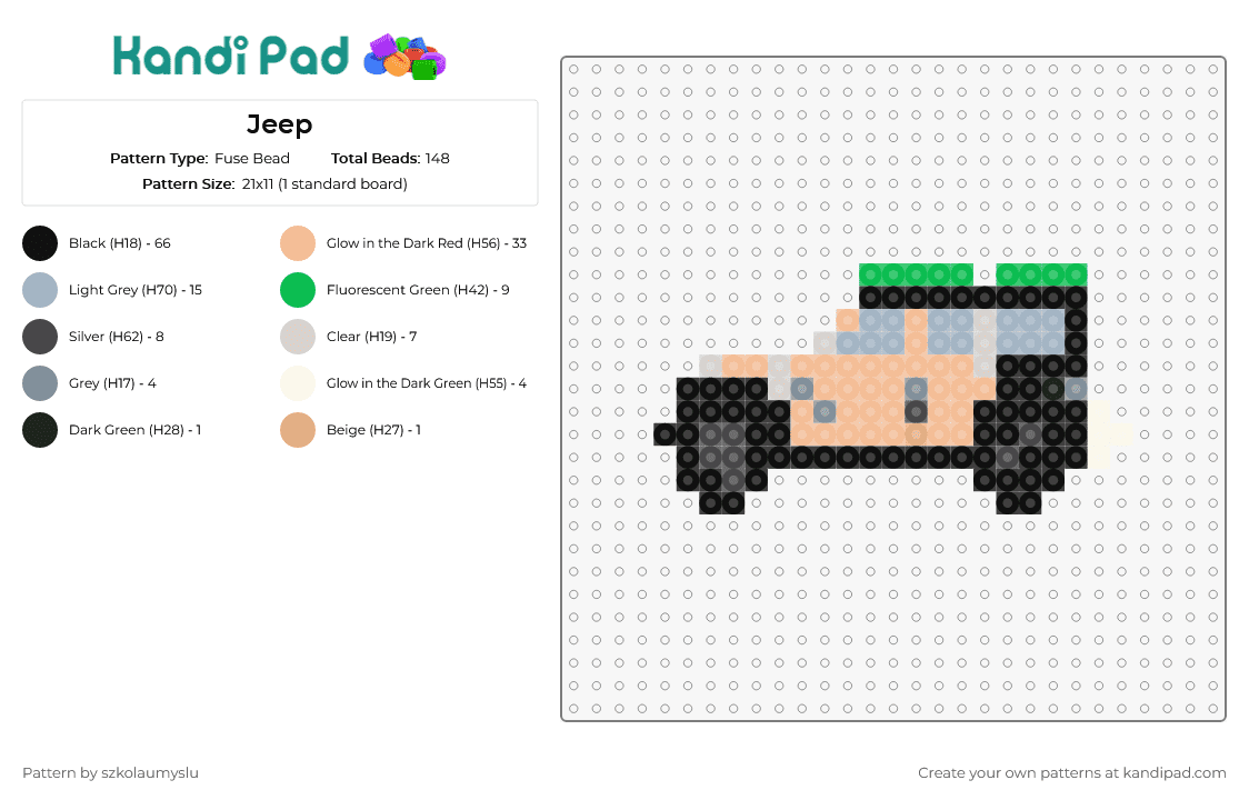 Jeep - Fuse Bead Pattern by szkolaumyslu on Kandi Pad - jeep,vehicle,car,beige,black