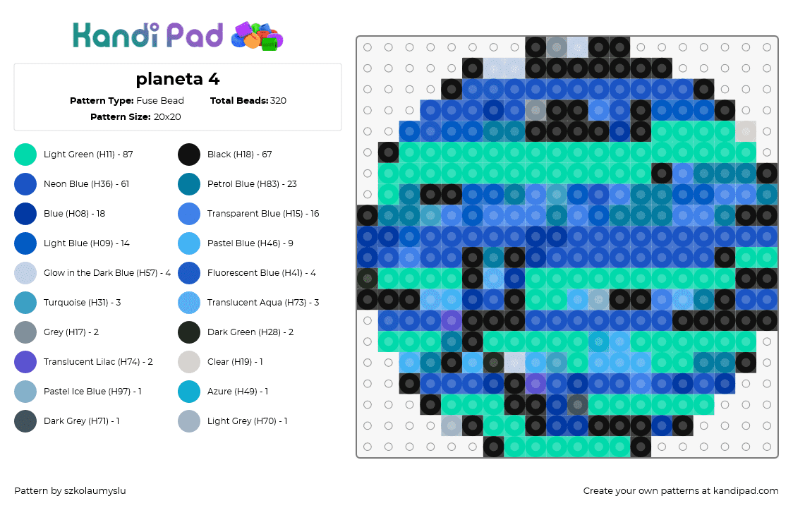 planeta 4 - Fuse Bead Pattern by szkolaumyslu on Kandi Pad - uranus,neptune,planet,space,blue,teal