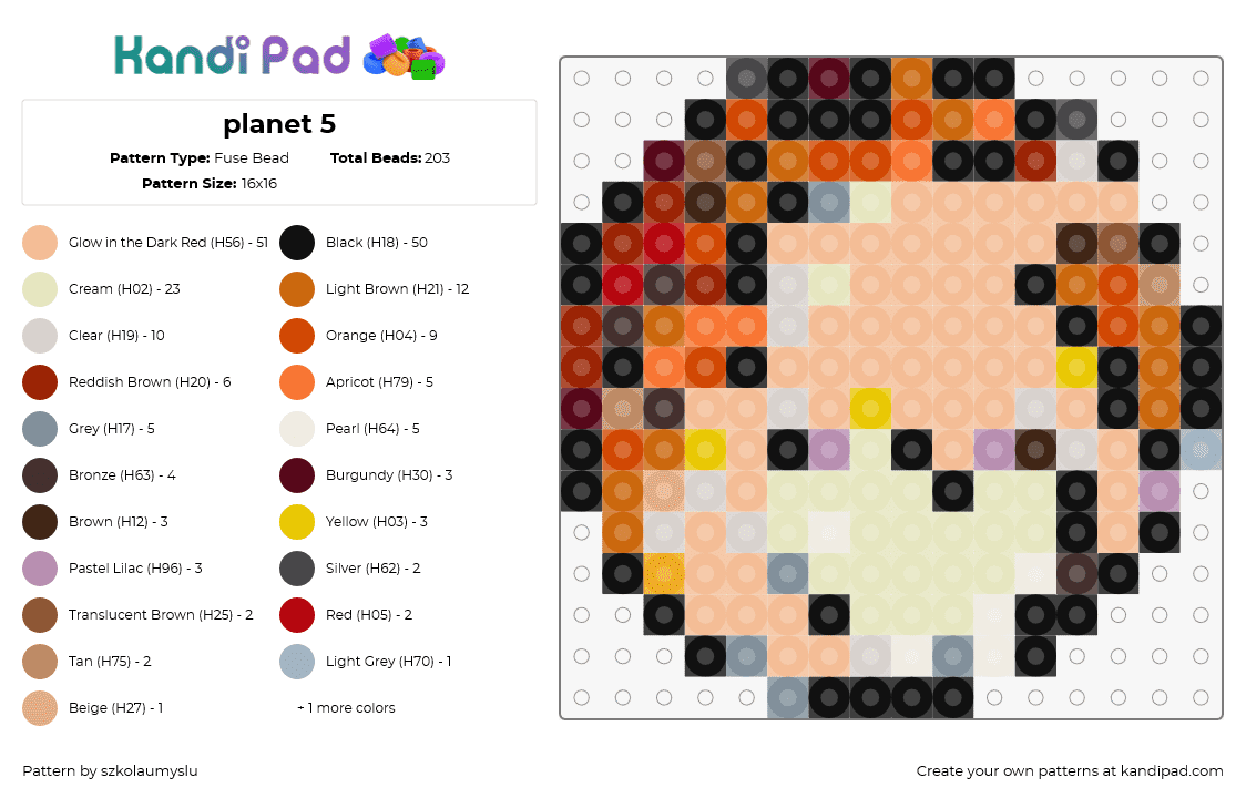 planet 5 - Fuse Bead Pattern by szkolaumyslu on Kandi Pad - venus,planet,space,orange