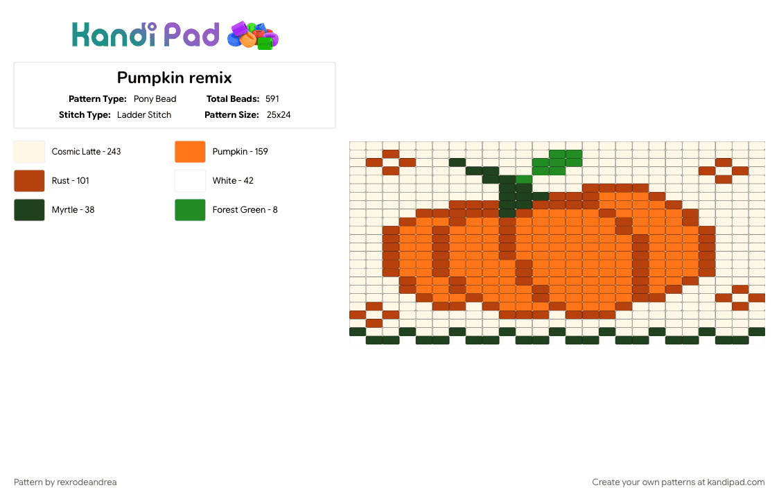 Pumpkin remix - Pony Bead Pattern by rexrodeandrea on Kandi Pad - orange, red, white