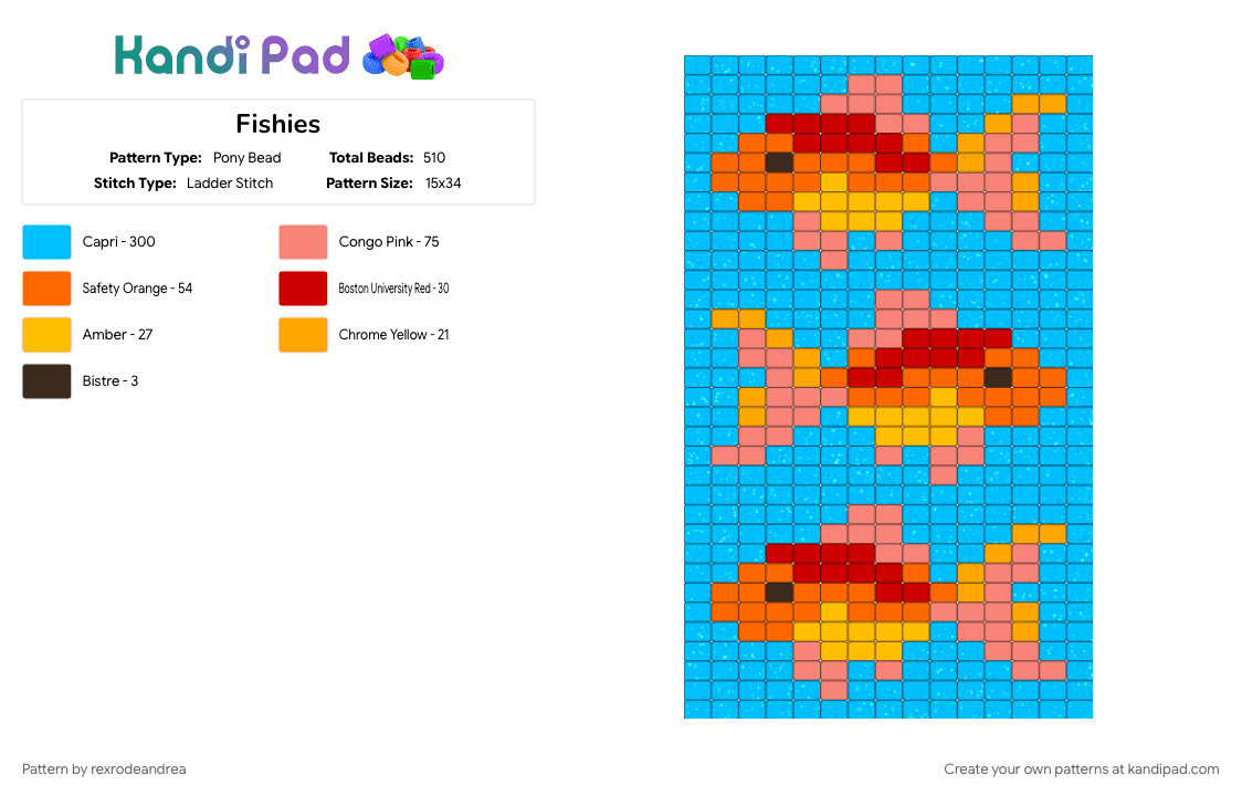 Fishies - Pony Bead Pattern by rexrodeandrea on Kandi Pad - light blue, orange