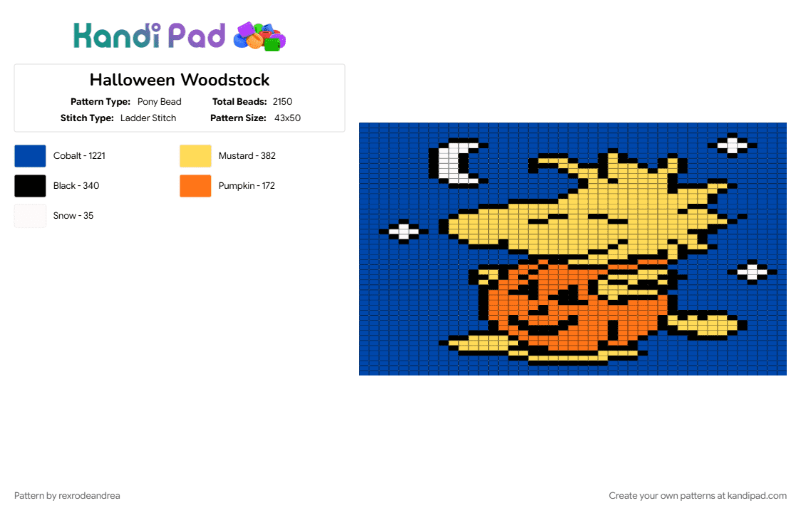 Halloween Woodstock - Pony Bead Pattern by rexrodeandrea on Kandi Pad - blue