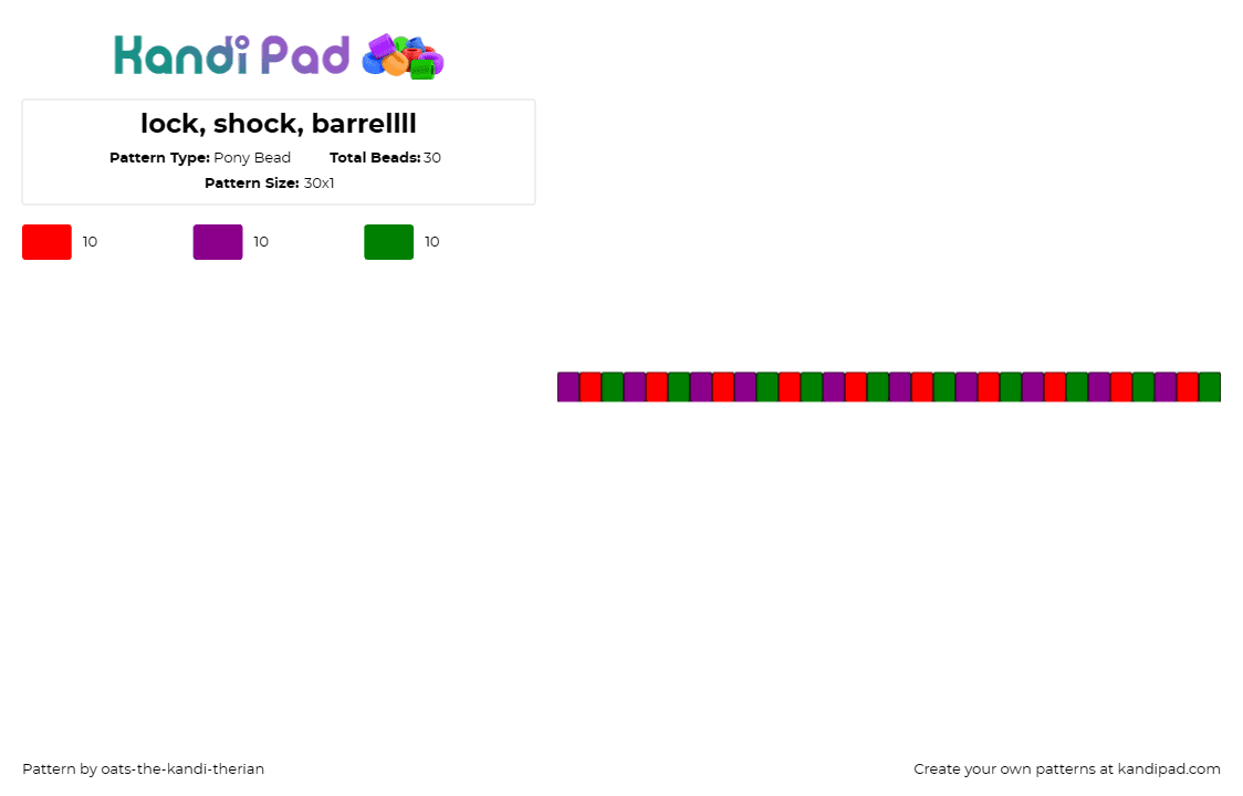 lock, shock, barrellll - Pony Bead Pattern by oats-the-kandi-therian on Kandi Pad - nightmare before christmas,lock,shock,barrel,characters,halloween,movie,single,b