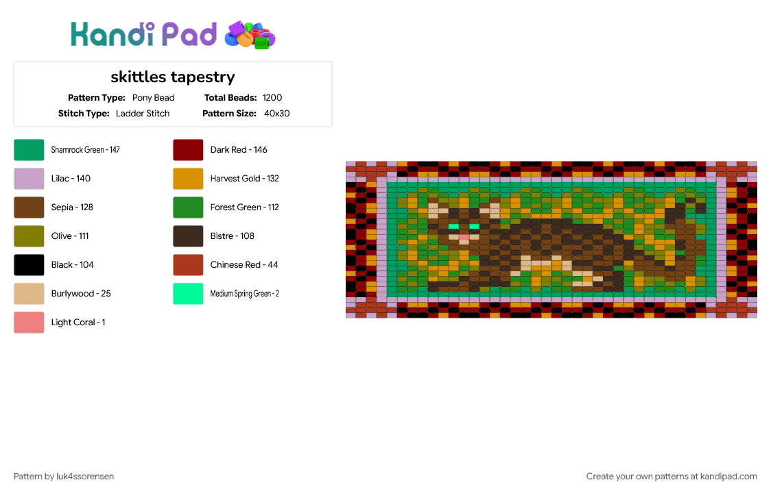 skittles tapestry - Pony Bead Pattern by luk4ssorensen on Kandi Pad - brown, colorful, red