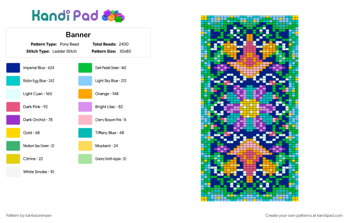 Banner - Pony Bead Pattern by luk4ssorensen on Kandi Pad - green, purple, teal