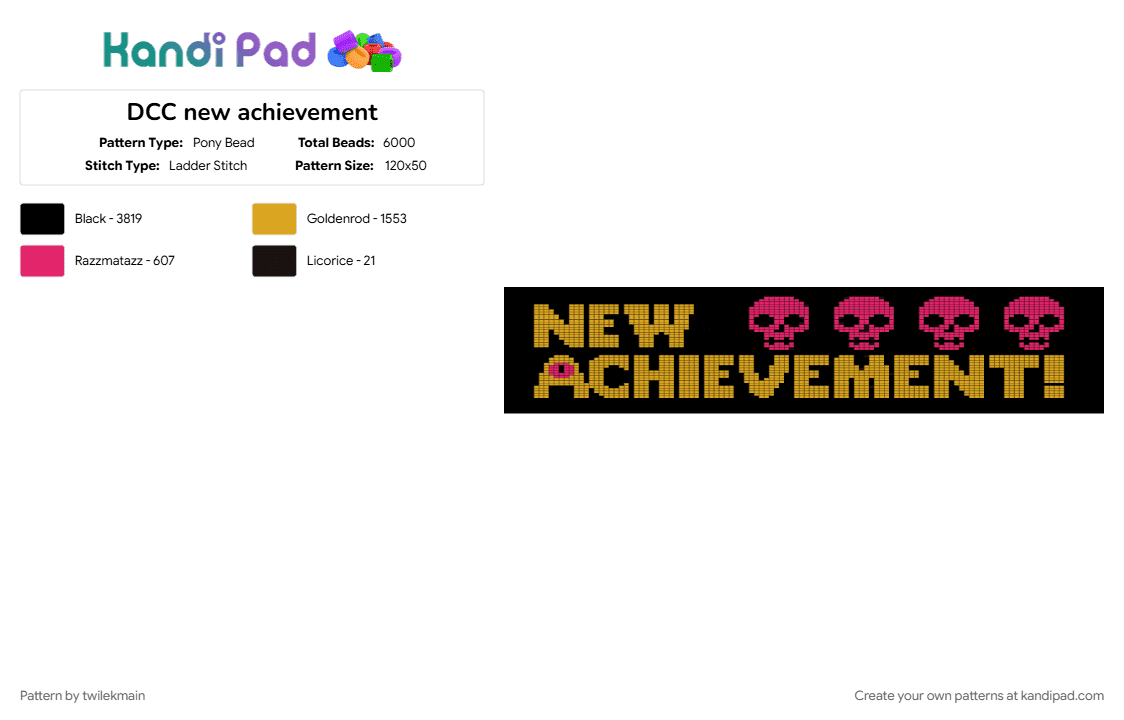 DCC new achievement - Pony Bead Pattern by twilekmain on Kandi Pad - black, orange, pink