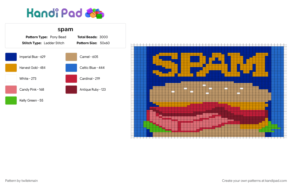spam - Pony Bead Pattern by twilekmain on Kandi Pad - colorful, orange, purple, red