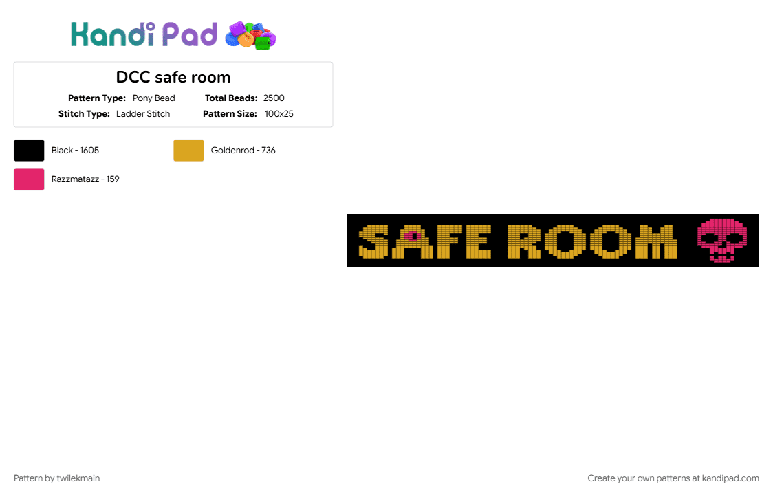 DCC safe room - Pony Bead Pattern by twilekmain on Kandi Pad - black, orange