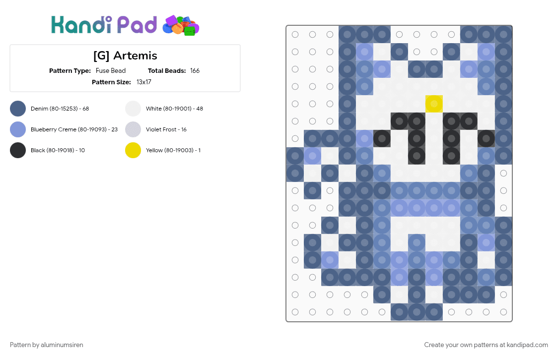 [G] Artemis - Fuse Bead Pattern by aluminumsiren on Kandi Pad - anime, artemis, blue, cat, character, sailor moon, sailor moon another story, sidekick, super famicom