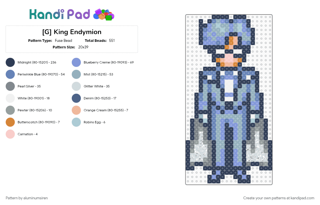 [G] King Endymion - Fuse Bead Pattern by aluminumsiren on Kandi Pad - anime, king, light blue, mamoru chiba, man, purple, sailor moon, sailor moon another story, super famicom, tuxedo mask