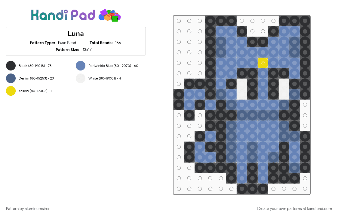 Luna - Fuse Bead Pattern by aluminumsiren on Kandi Pad - 