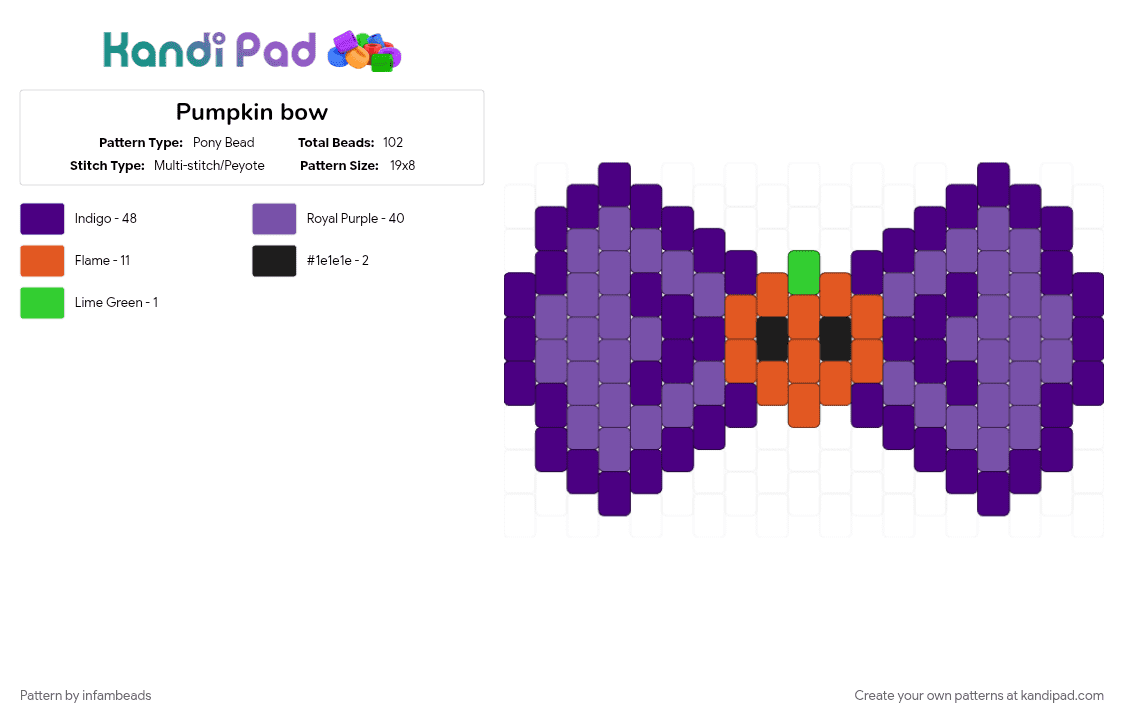 Pumpkin bow - Pony Bead Pattern by infambeads on Kandi Pad - purple