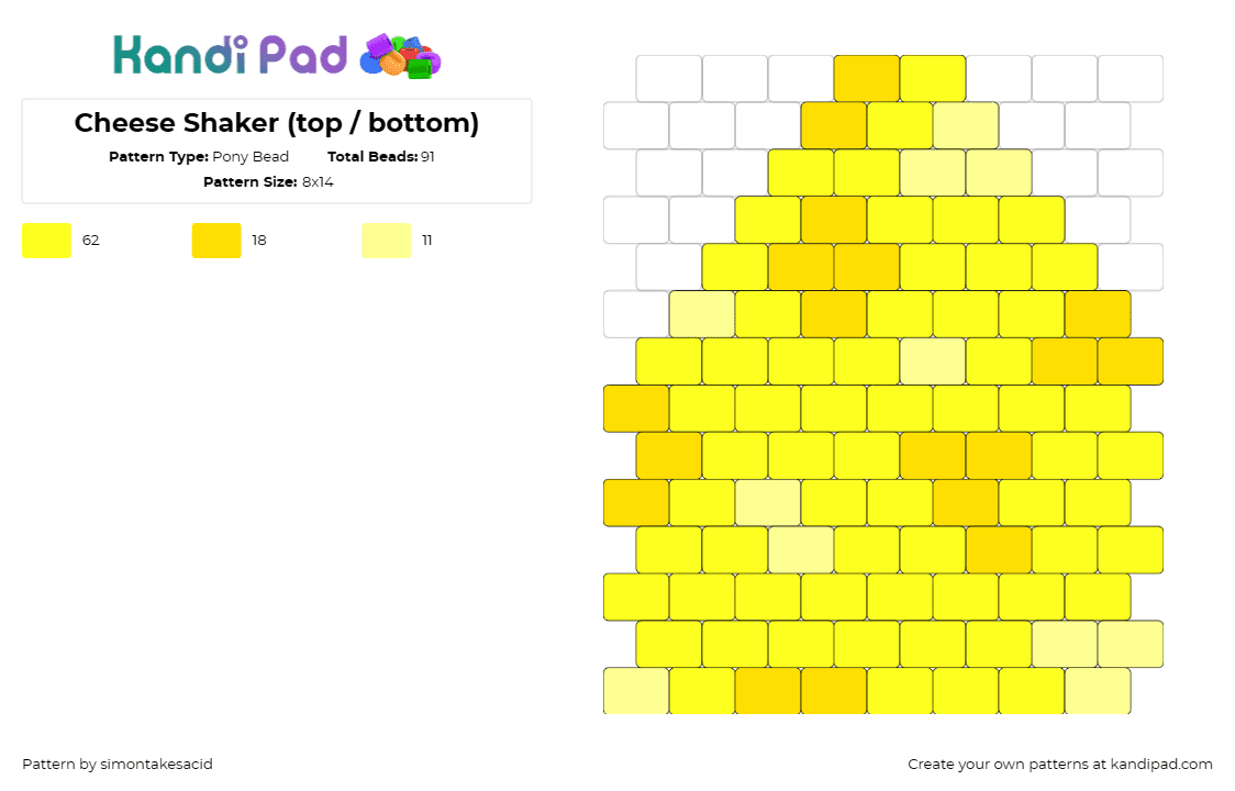 Cheese Shaker (top / bottom) - Pony Bead Pattern by simontakesacid on Kandi Pad - cheese,food,dairy,3d