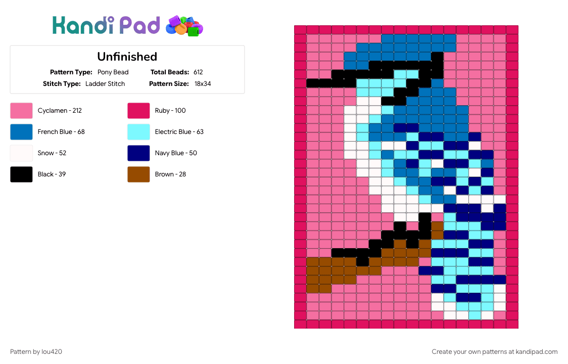 Blue bird tapestery - Pony Bead Pattern by lou420 on Kandi Pad - 