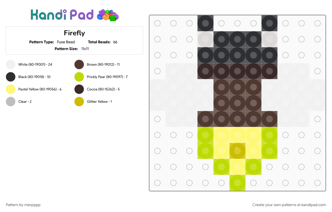 Firefly - Fuse Bead Pattern by merpppp on Kandi Pad - brown, bug, cute, firefly, insect, nature