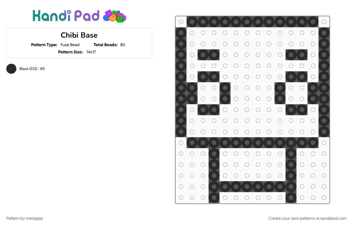 Chibi Base - Fuse Bead Pattern by merpppp on Kandi Pad - base, black, character, charm, chibi
