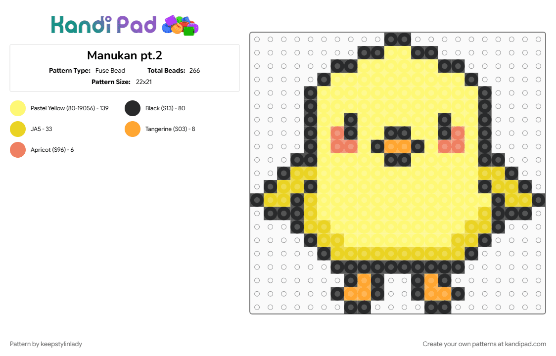 Manukan pt.2 - Fuse Bead Pattern by keepstylinlady on Kandi Pad - yellow