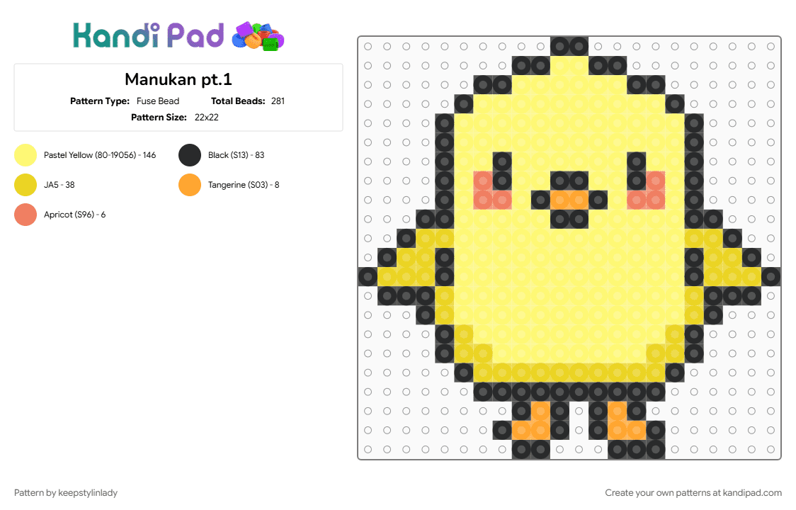 Manukan pt.1 - Fuse Bead Pattern by keepstylinlady on Kandi Pad - yellow