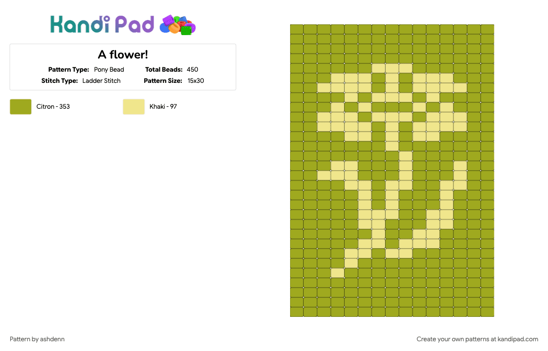 A flower! - Pony Bead Pattern by ashdenn on Kandi Pad - green