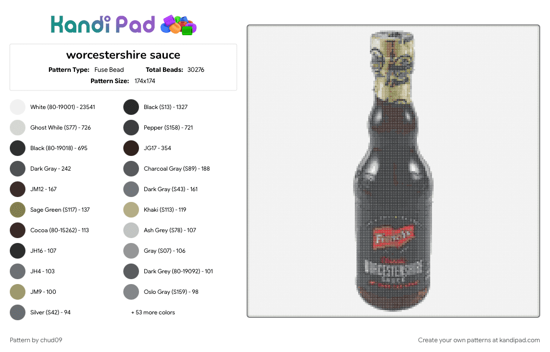 worcestershire sauce - Fuse Bead Pattern by chud09 on Kandi Pad - 