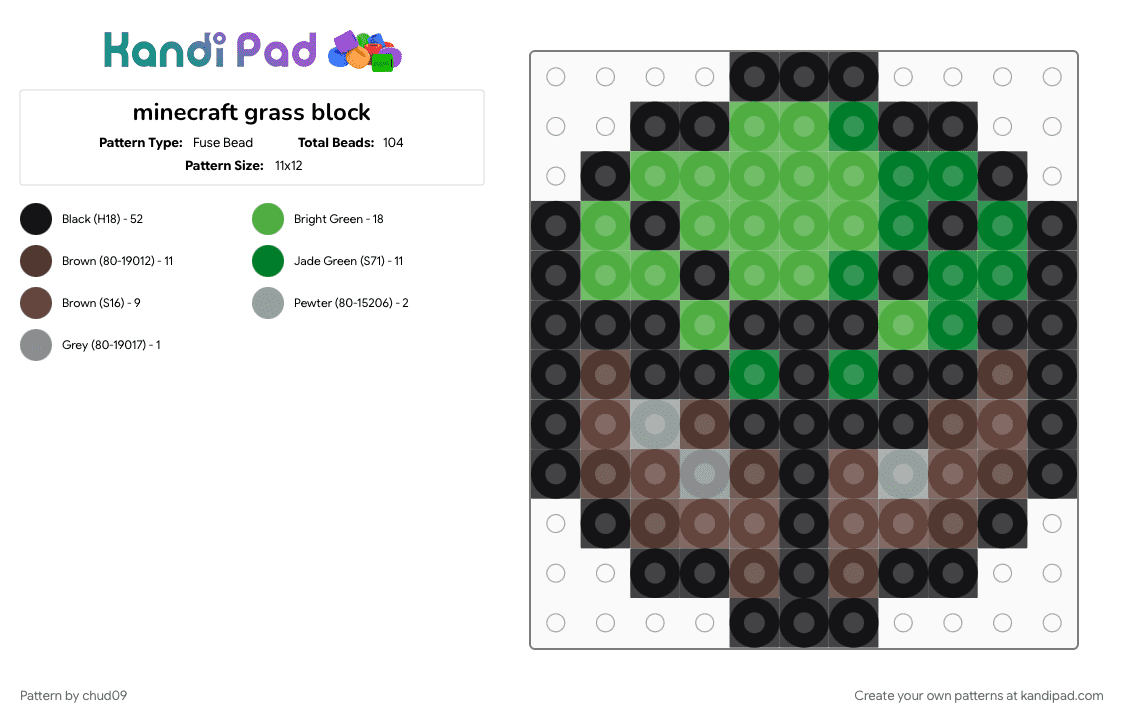 minecraft grass block - Fuse Bead Pattern by chud09 on Kandi Pad - 