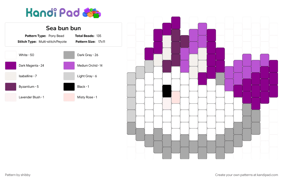 Sea bun bun - Pony Bead Pattern by shibby on Kandi Pad - beige, pink