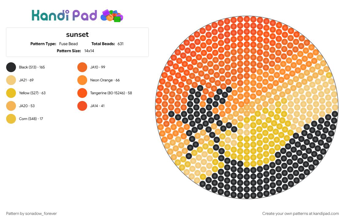 sunset - Fuse Bead Pattern by sonadow_forever on Kandi Pad - 