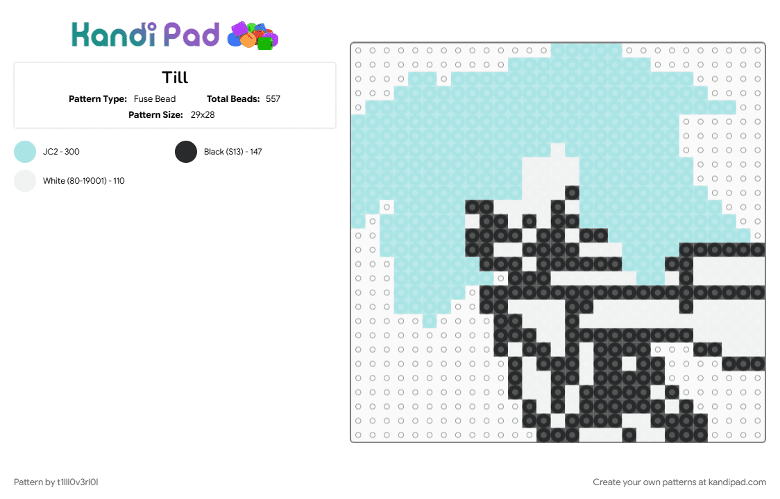 Till - Fuse Bead Pattern by t1lll0v3rr34l on Kandi Pad - perler, three colors, till