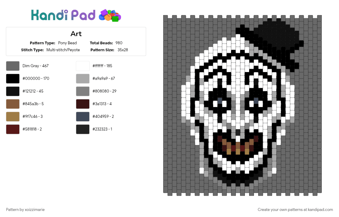Art - Pony Bead Pattern by xoizzimarie on Kandi Pad - gray
