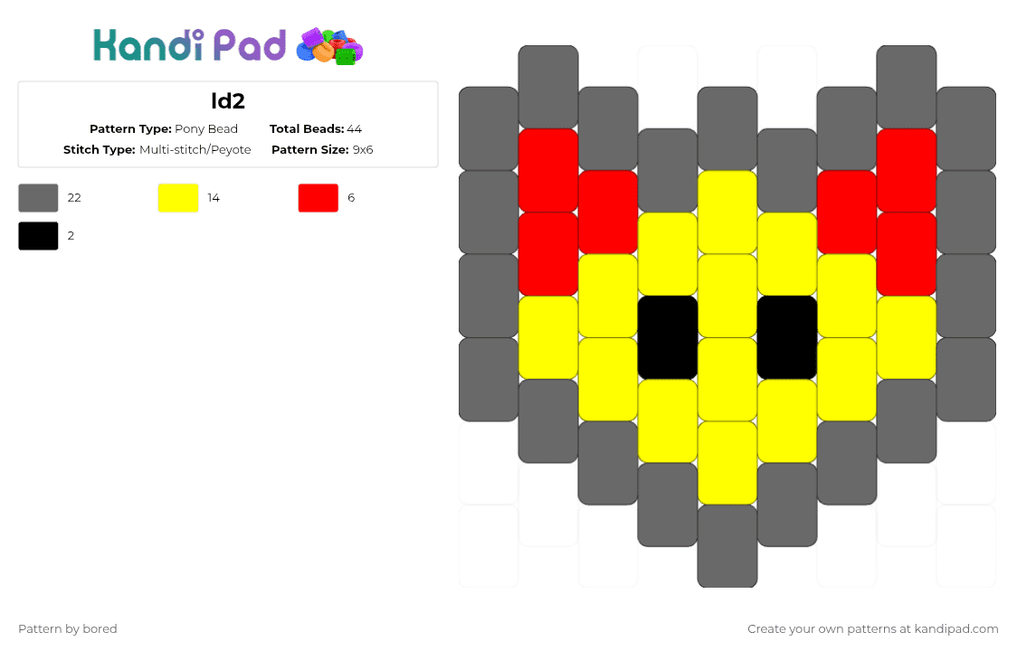 ld2 - Pony Bead Pattern by bored on Kandi Pad - lemon demon,charm,band,music,gray,yellow