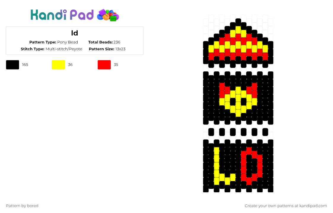ld - Pony Bead Pattern by bored on Kandi Pad - lemon demon,black,yellow,red