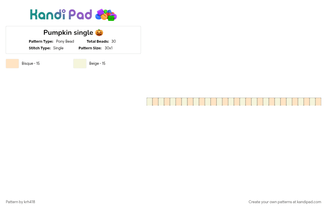 Pumpkin single 🎃 - Pony Bead Pattern by krh418 on Kandi Pad - fall, pumpkin
