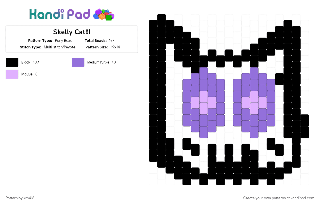 Skelly Cat!!! - Pony Bead Pattern by krh418 on Kandi Pad - 