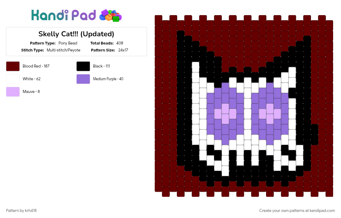 Skelly Cat!!! (Updated) - Pony Bead Pattern by krh418 on Kandi Pad - cat, cute, skeleton