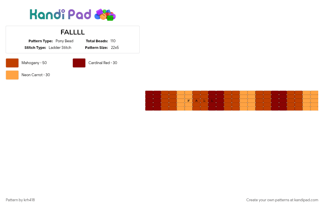 FALLLL - Pony Bead Pattern by krh418 on Kandi Pad - fall, orange, red