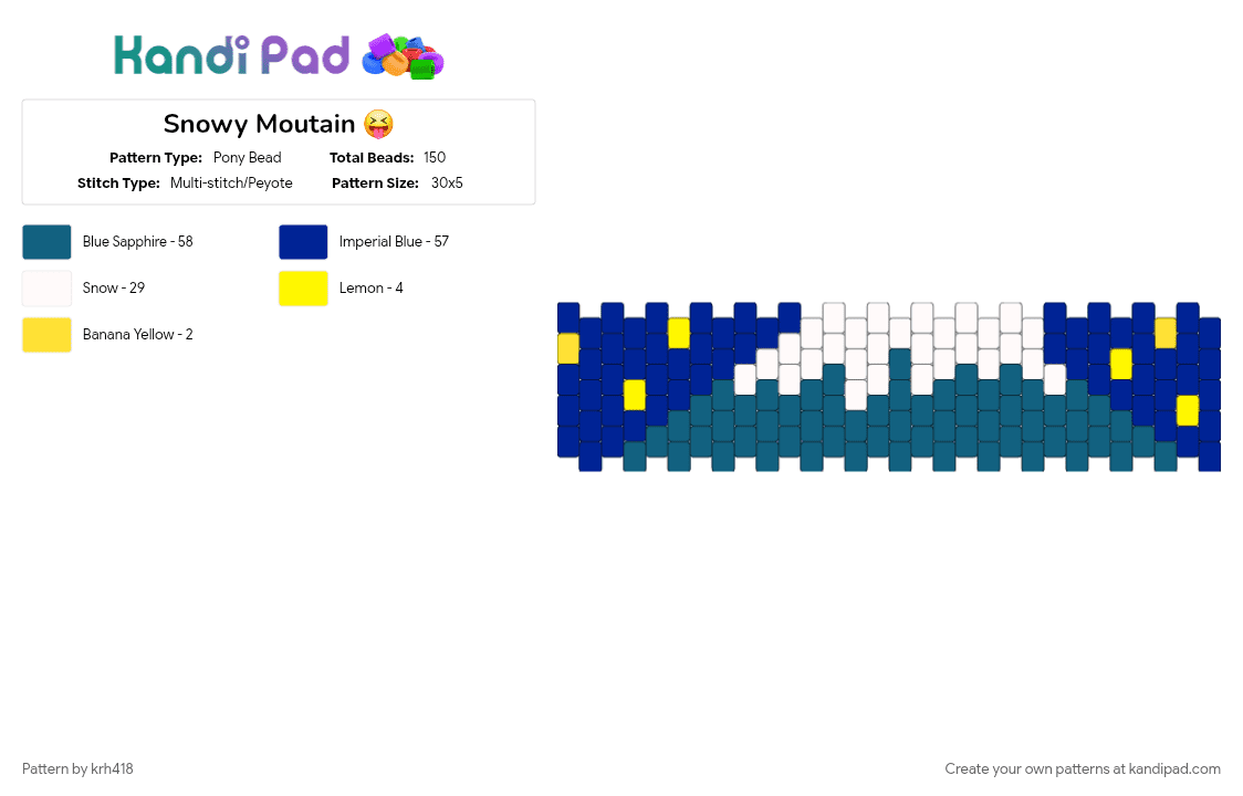Snowy Moutain 😝 - Pony Bead Pattern by krh418 on Kandi Pad - 
