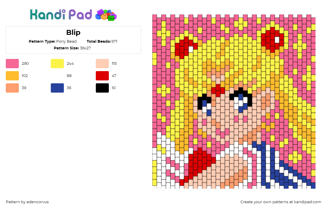 Blip - Pony Bead Pattern by edencorvus on Kandi Pad - sailor moon,bag,panel,anime,character,manga,blonde,pink,yellow