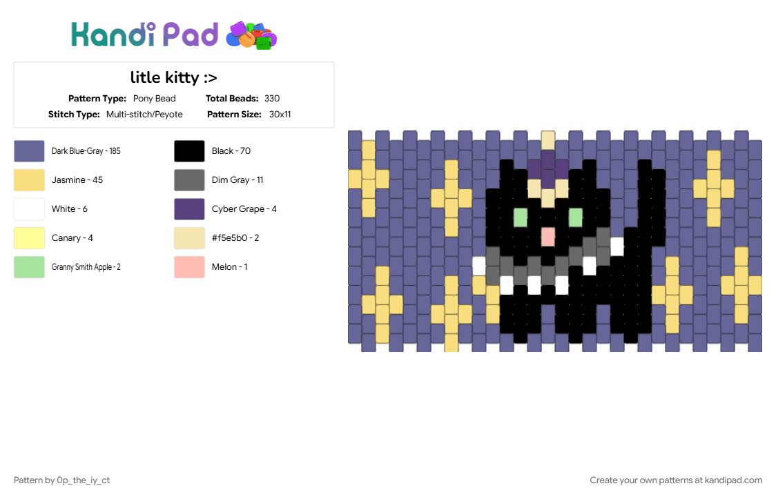 litle kitty :> - Pony Bead Pattern by 0p_the_iy_ct on Kandi Pad - 