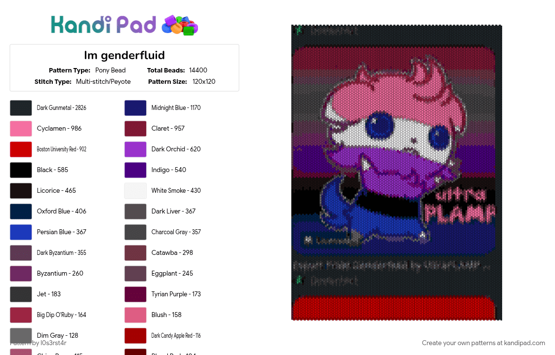 Im genderfluid - Pony Bead Pattern by l0s3rst4r on Kandi Pad - love