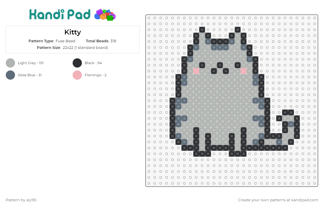 Kitty - Fuse Bead Pattern by aly90 on Kandi Pad - kittens,cats,animals,chonky
